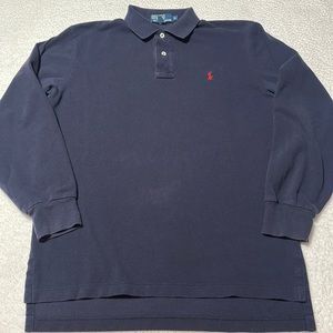 Ralph Lauren Polo Mens Navy Polo L/S Shirt, EUC, Size Medium